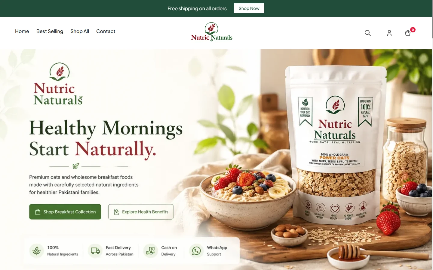 Nutric Naturals desktop homepage, captured 2026-10-11